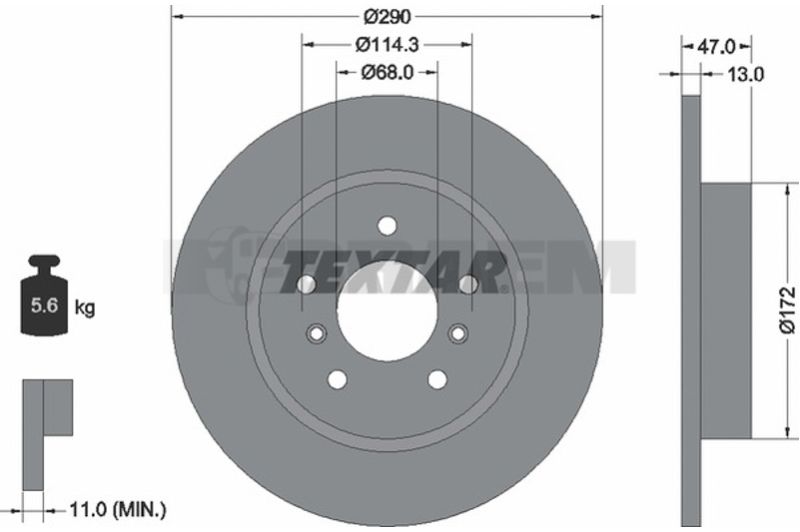 Lkw- und Busersatzteile - Bremssystem - Scheibenbremse und Trommelbremse - Bremsscheibe - TEX92274003