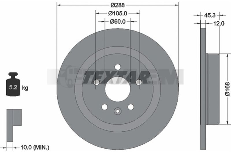 Lkw- und Busersatzteile - Bremssystem - Scheibenbremse und Trommelbremse - Bremsscheibe - TEX92275105