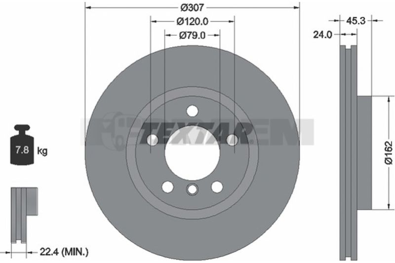 Lkw- und Busersatzteile - Bremssystem - Scheibenbremse und Trommelbremse - Bremsscheibe - TEX92275605