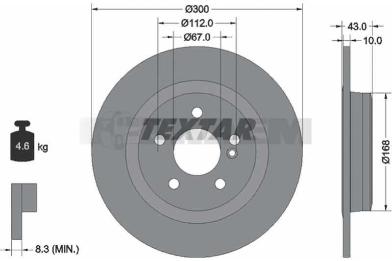 Lkw- und Busersatzteile - Bremssystem - Scheibenbremse und Trommelbremse - Bremsscheibe - TEX92277503