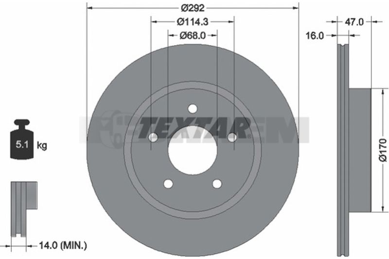 Lkw- und Busersatzteile - Bremssystem - Scheibenbremse und Trommelbremse - Bremsscheibe - TEX92278103