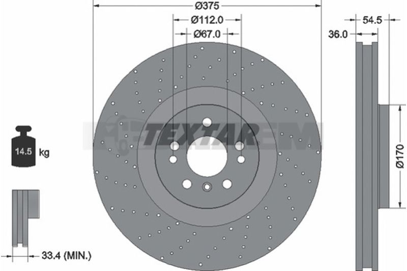Lkw- und Busersatzteile - Bremssystem - Scheibenbremse und Trommelbremse - Bremsscheibe - TEX92279805