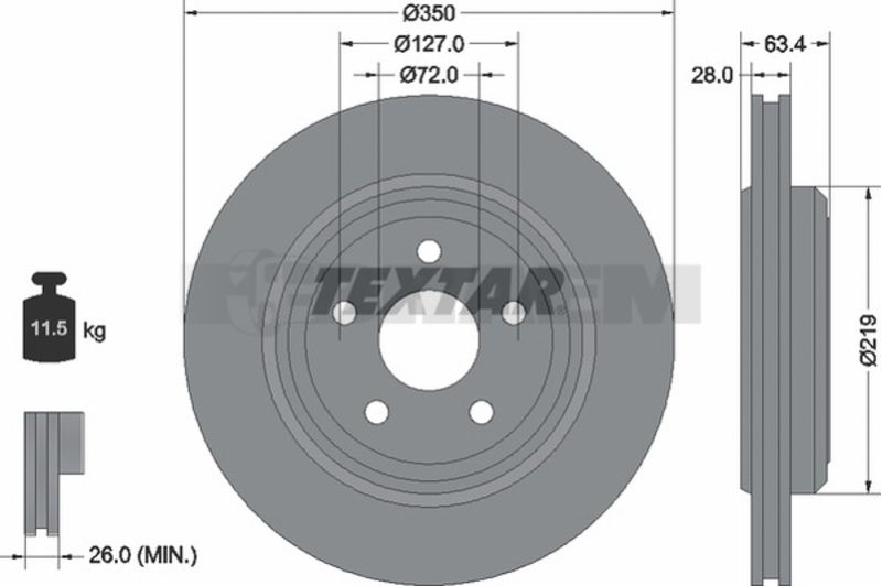 Lkw- und Busersatzteile - Bremssystem - Scheibenbremse und Trommelbremse - Bremsscheibe - TEX92282003