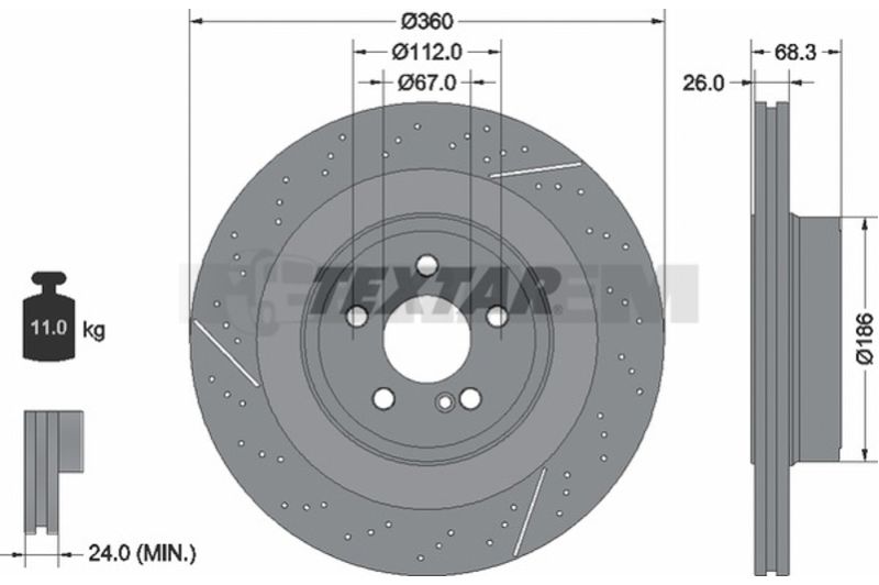 Lkw- und Busersatzteile - Bremssystem - Scheibenbremse und Trommelbremse - Bremsscheibe - TEX92283805