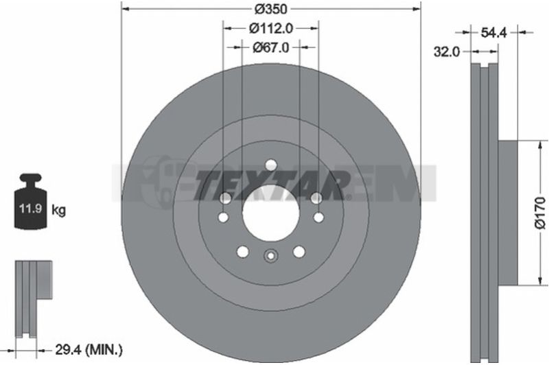 Lkw- und Busersatzteile - Bremssystem - Scheibenbremse und Trommelbremse - Bremsscheibe - TEX92284205