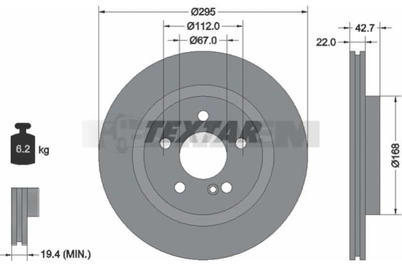 Lkw- und Busersatzteile - Bremssystem - Scheibenbremse und Trommelbremse - Bremsscheibe - TEX92286203