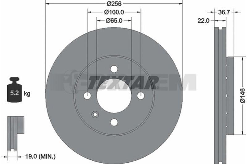 Lkw- und Busersatzteile - Bremssystem - Scheibenbremse und Trommelbremse - Bremsscheibe - TEX92287003