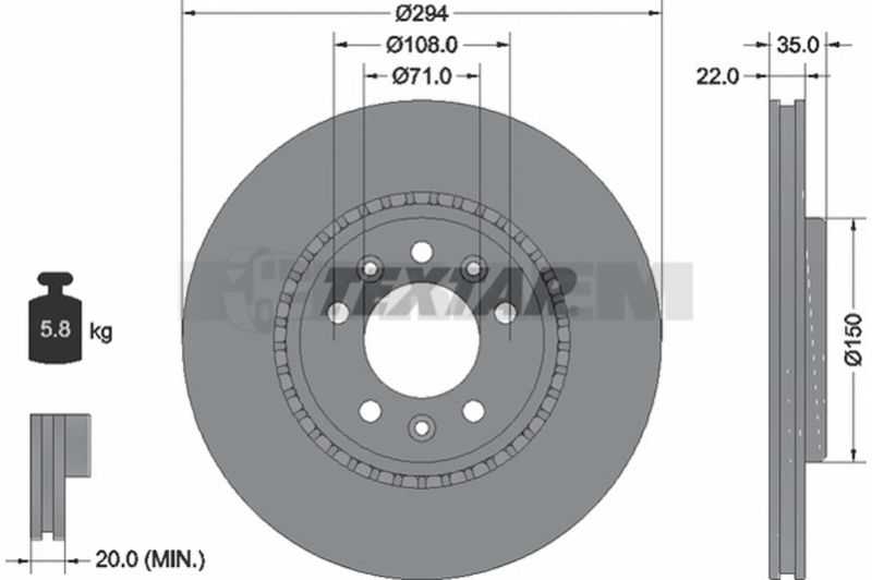 Lkw- und Busersatzteile - Bremssystem - Scheibenbremse und Trommelbremse - Bremsscheibe - TEX92287103