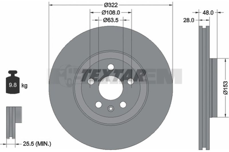 Lkw- und Busersatzteile - Bremssystem - Scheibenbremse und Trommelbremse - Bremsscheibe - TEX92287405