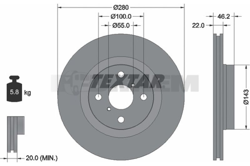 Lkw- und Busersatzteile - Bremssystem - Scheibenbremse und Trommelbremse - Bremsscheibe - TEX92287603