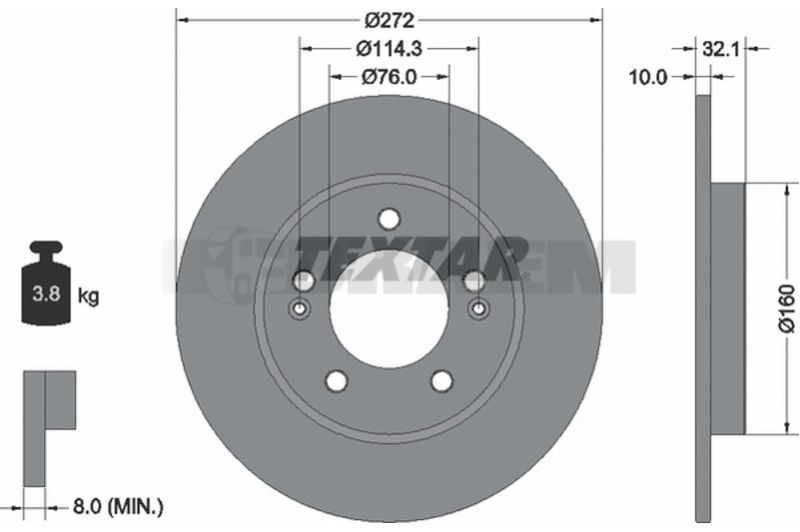 Lkw- und Busersatzteile - Bremssystem - Scheibenbremse und Trommelbremse - Bremsscheibe - TEX92291703