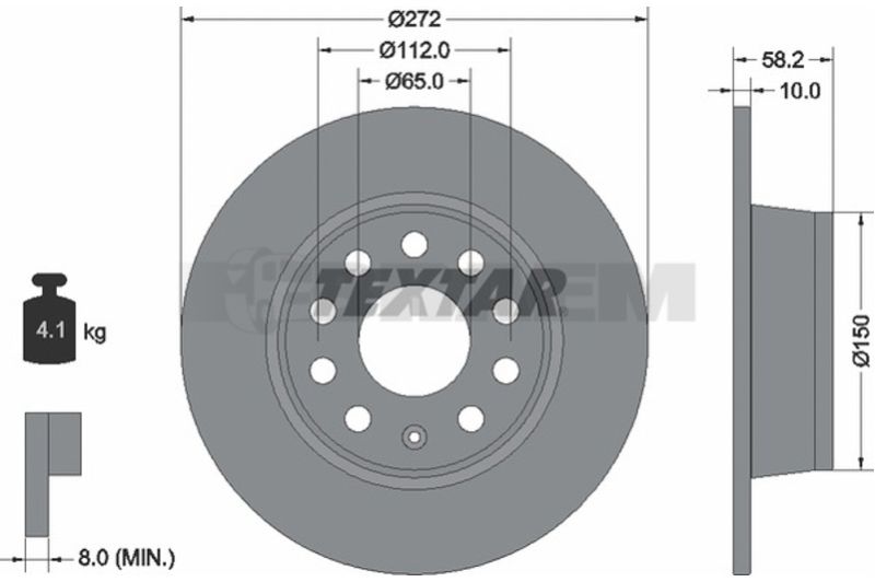 Lkw- und Busersatzteile - Bremssystem - Scheibenbremse und Trommelbremse - Bremsscheibe - TEX92300003