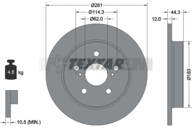 Lkw- und Busersatzteile - Bremssystem - Scheibenbremse und Trommelbremse - Bremsscheibe - TEX92301403