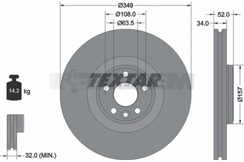 Lkw- und Busersatzteile - Bremssystem - Scheibenbremse und Trommelbremse - Bremsscheibe - TEX92301805