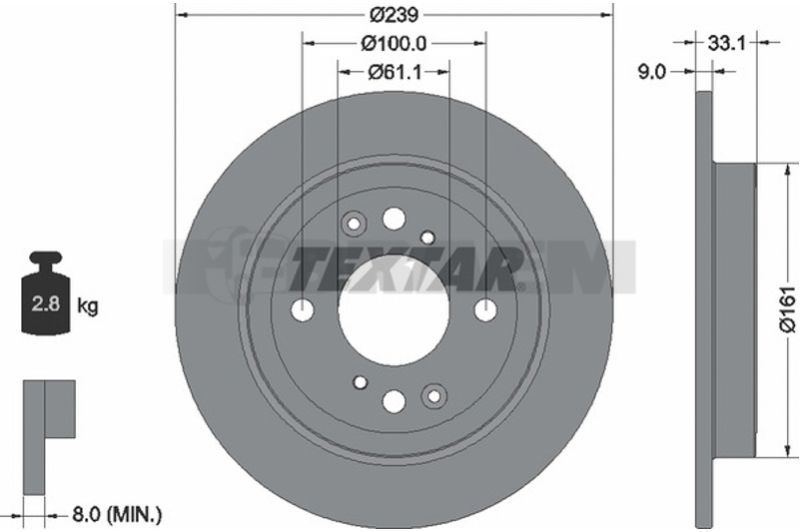 Lkw- und Busersatzteile - Bremssystem - Scheibenbremse und Trommelbremse - Bremsscheibe - TEX92304403
