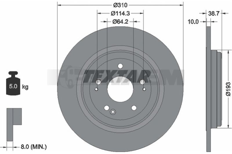 Lkw- und Busersatzteile - Bremssystem - Scheibenbremse und Trommelbremse - Bremsscheibe - TEX92306103
