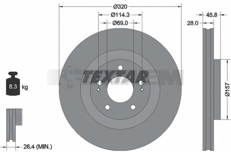 Lkw- und Busersatzteile - Bremssystem - Scheibenbremse und Trommelbremse - Bremsscheibe - TEX92306503