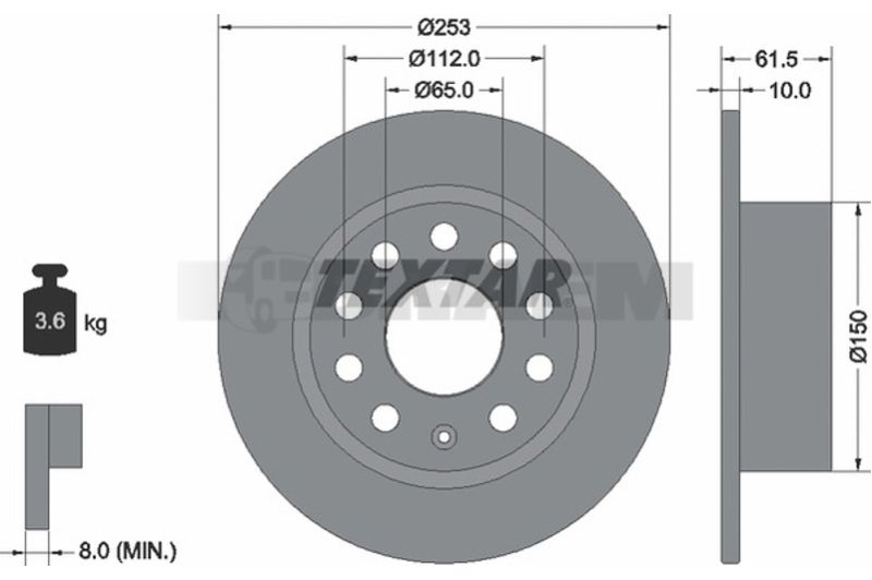 Lkw- und Busersatzteile - Bremssystem - Scheibenbremse und Trommelbremse - Bremsscheibe - TEX92306603