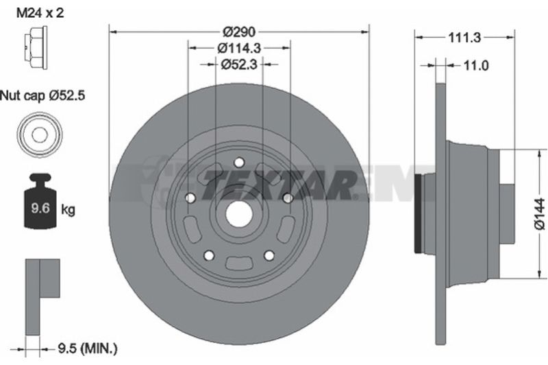 Lkw- und Busersatzteile - Bremssystem - Scheibenbremse und Trommelbremse - Bremsscheibe - TEX92309003