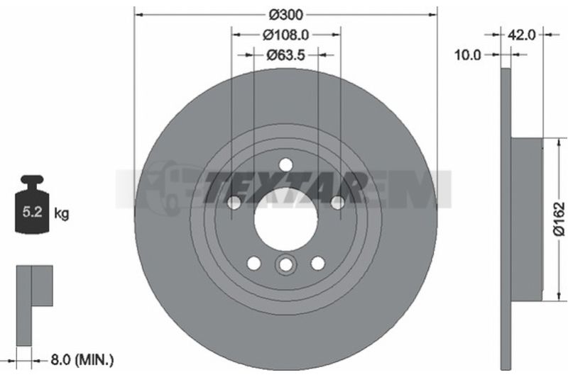 Lkw- und Busersatzteile - Bremssystem - Scheibenbremse und Trommelbremse - Bremsscheibe - TEX92309505