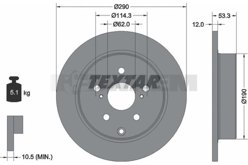 Lkw- und Busersatzteile - Bremssystem - Scheibenbremse und Trommelbremse - Bremsscheibe - TEX92314203