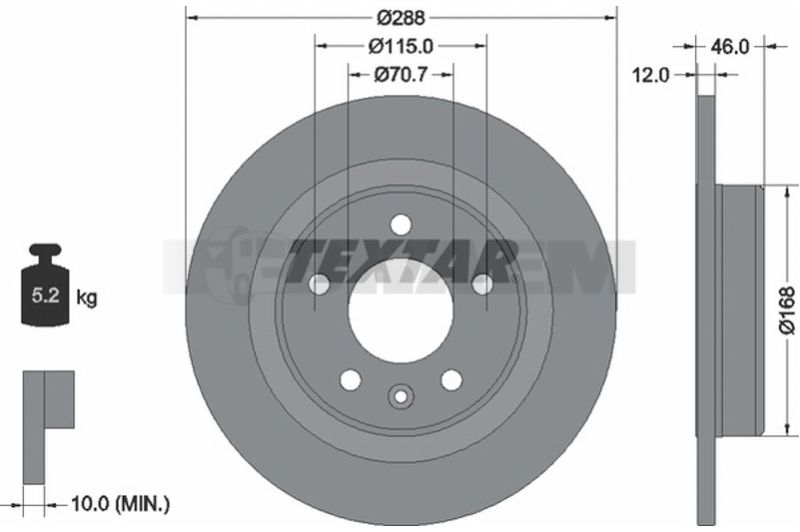 Lkw- und Busersatzteile - Bremssystem - Scheibenbremse und Trommelbremse - Bremsscheibe - TEX92314505