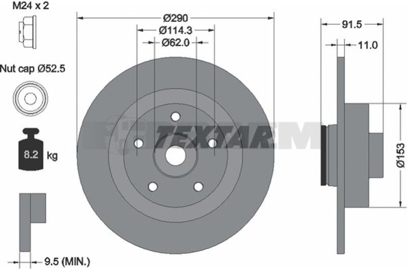 Lkw- und Busersatzteile - Bremssystem - Scheibenbremse und Trommelbremse - Bremsscheibe - TEX92317603