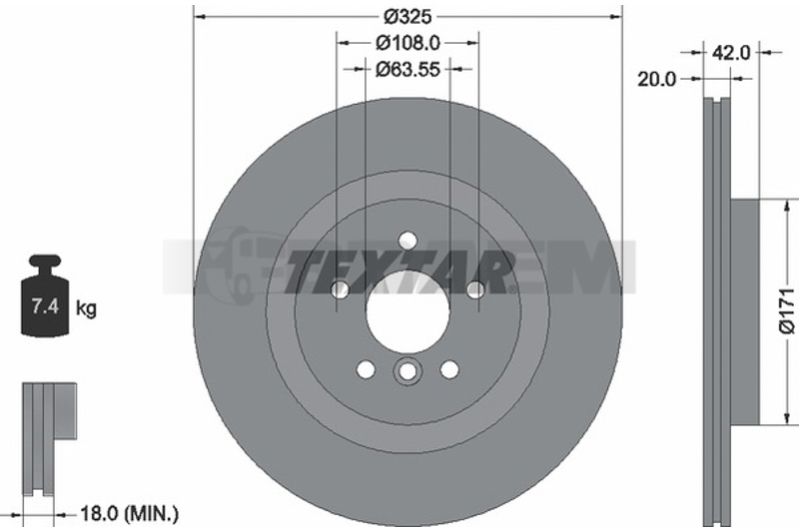 Lkw- und Busersatzteile - Bremssystem - Scheibenbremse und Trommelbremse - Bremsscheibe - TEX92318105