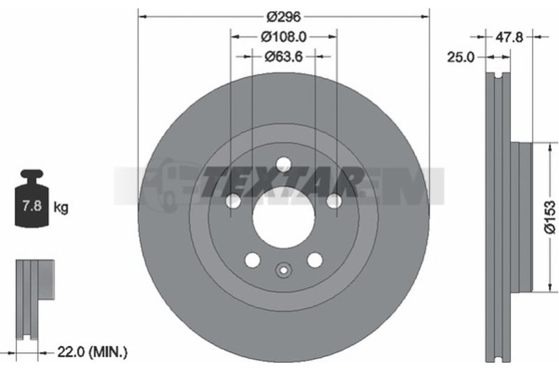 Lkw- und Busersatzteile - Bremssystem - Scheibenbremse und Trommelbremse - Bremsscheibe - TEX92323905