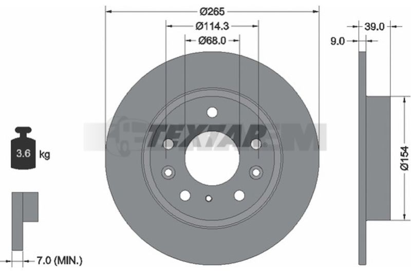Lkw- und Busersatzteile - Bremssystem - Scheibenbremse und Trommelbremse - Bremsscheibe - TEX92324703