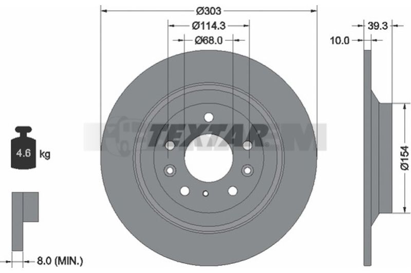 Lkw- und Busersatzteile - Bremssystem - Scheibenbremse und Trommelbremse - Bremsscheibe - TEX92324803