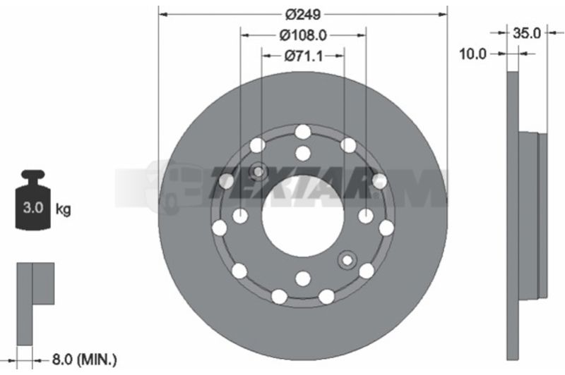Lkw- und Busersatzteile - Bremssystem - Scheibenbremse und Trommelbremse - Bremsscheibe - TEX92325803
