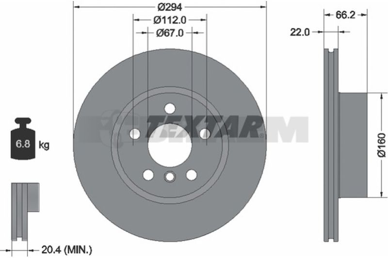 Lkw- und Busersatzteile - Bremssystem - Scheibenbremse und Trommelbremse - Bremsscheibe - TEX92327005