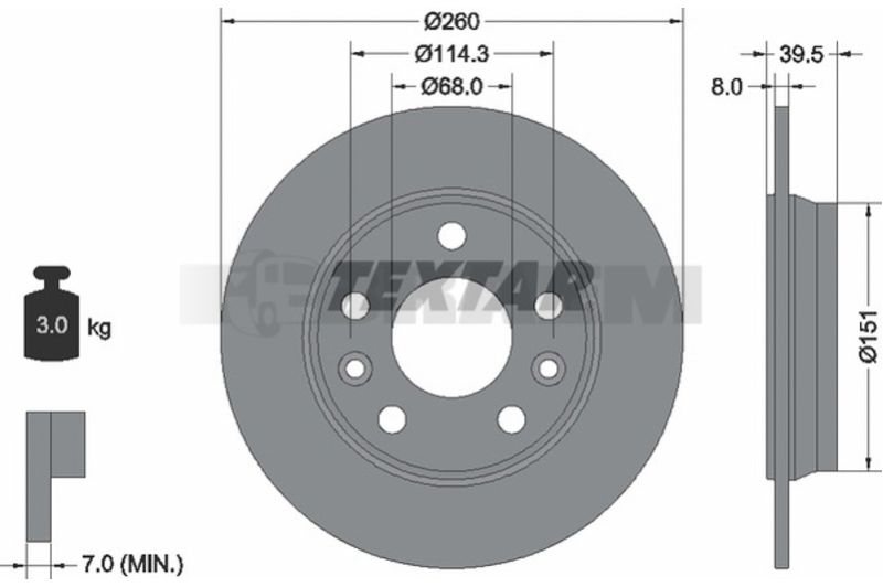Lkw- und Busersatzteile - Bremssystem - Scheibenbremse und Trommelbremse - Bremsscheibe - TEX92327203