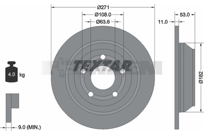 Lkw- und Busersatzteile - Bremssystem - Scheibenbremse und Trommelbremse - Bremsscheibe - TEX92327403
