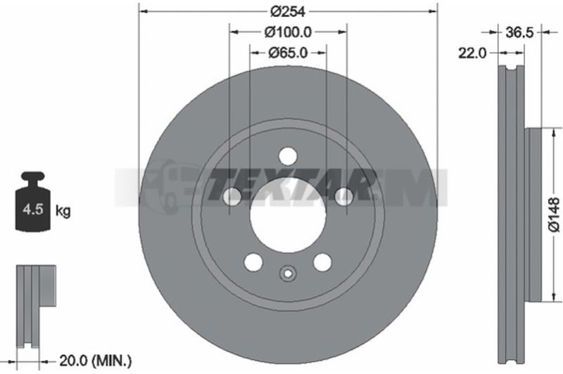 Lkw- und Busersatzteile - Bremssystem - Scheibenbremse und Trommelbremse - Bremsscheibe - TEX92329503
