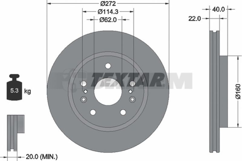 Lkw- und Busersatzteile - Bremssystem - Scheibenbremse und Trommelbremse - Bremsscheibe - TEX92329603