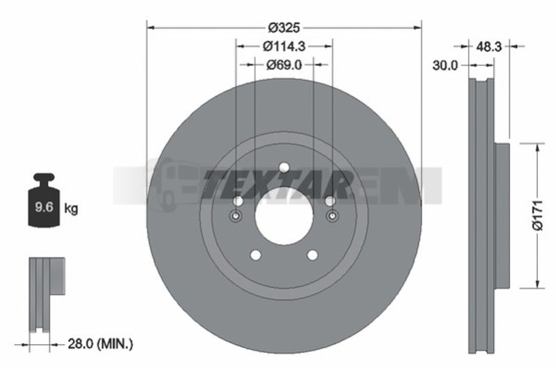 Lkw- und Busersatzteile - Bremssystem - Scheibenbremse und Trommelbremse - Bremsscheibe - TEX92337005