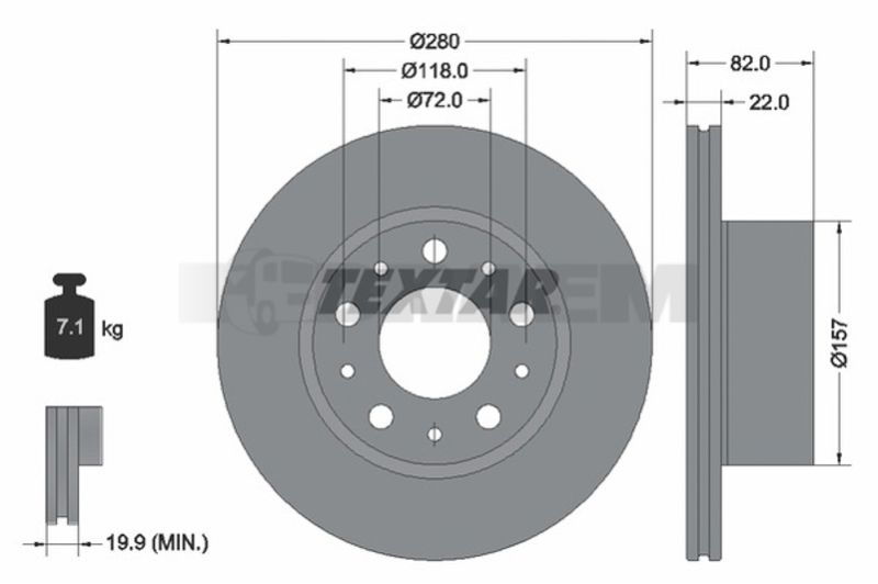 Lkw- und Busersatzteile - Bremssystem - Scheibenbremse und Trommelbremse - Bremsscheibe - TEX92344903