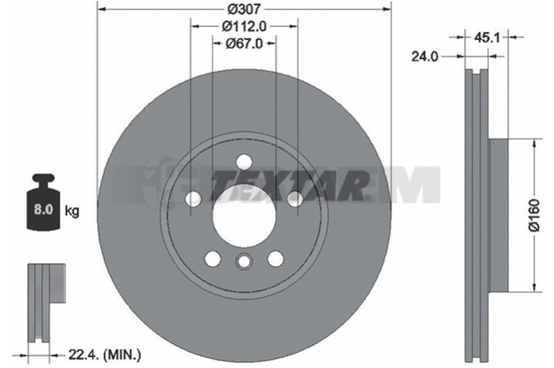 Lkw- und Busersatzteile - Bremssystem - Scheibenbremse und Trommelbremse - Bremsscheibe - TEX92347205