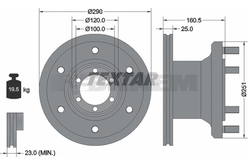 Truck and bus spare parts - Brake system - Brake discs and brake drums - Brake disc - TEX93084500