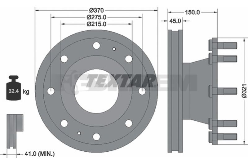 Lkw- und Busersatzteile - Bremssystem - Scheibenbremse und Trommelbremse - Bremsscheibe - TEX93085000