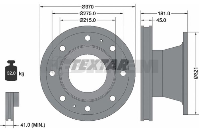 Lkw- und Busersatzteile - Bremssystem - Scheibenbremse und Trommelbremse - Bremsscheibe - TEX93085100