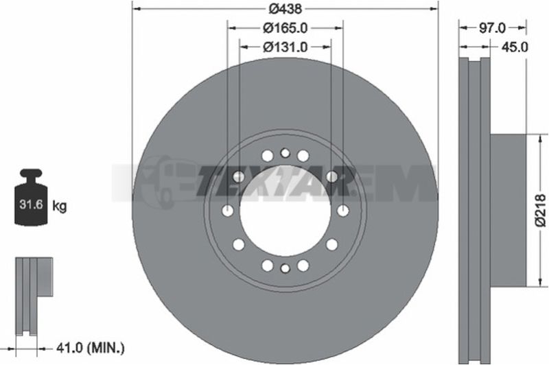 Lkw- und Busersatzteile - Bremssystem - Scheibenbremse und Trommelbremse - Bremsscheibe - TEX93086100