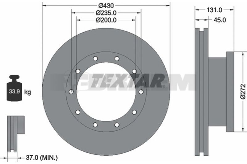 Lkw- und Busersatzteile - Bremssystem - Scheibenbremse und Trommelbremse - Bremsscheibe - TEX93086700