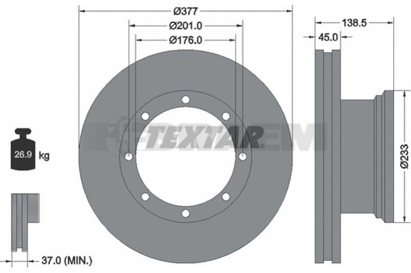 Lkw- und Busersatzteile - Bremssystem - Scheibenbremse und Trommelbremse - Bremsscheibe - TEX93101500