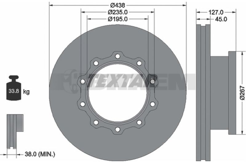 Lkw- und Busersatzteile - Bremssystem - Scheibenbremse und Trommelbremse - Bremsscheibe - TEX93105500