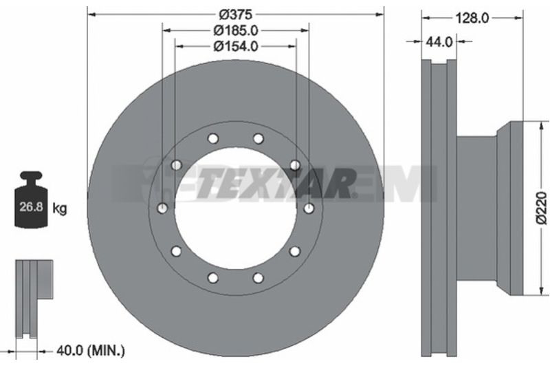 Lkw- und Busersatzteile - Bremssystem - Scheibenbremse und Trommelbremse - Bremsscheibe - TEX93105700
