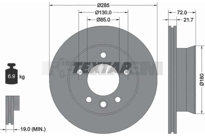 Lkw- und Busersatzteile - Bremssystem - Scheibenbremse und Trommelbremse - Bremsscheibe - TEX93127800