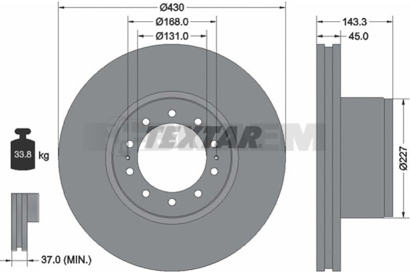 Lkw- und Busersatzteile - Bremssystem - Scheibenbremse und Trommelbremse - Bremsscheibe - TEX93186700